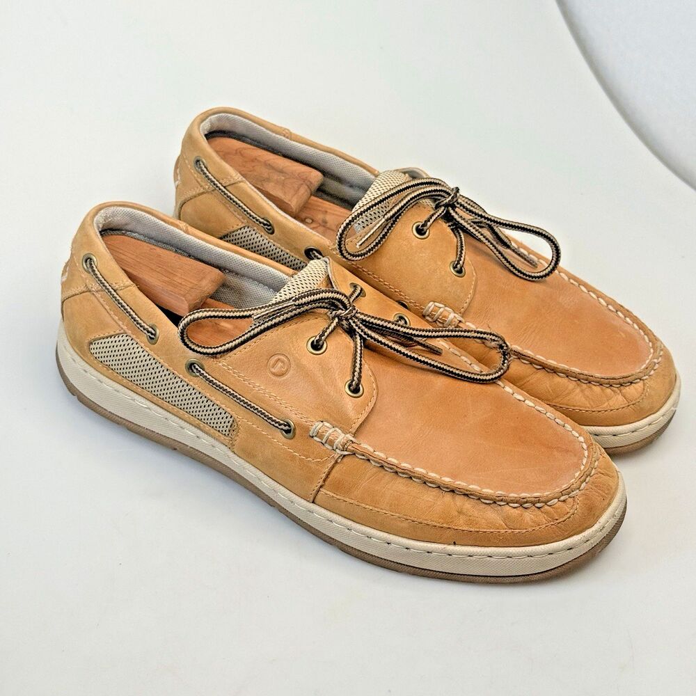 Rockport Boat Deck Shoes Tan Leather Men's Size 11 Two Eye Loafer k51053 EUC